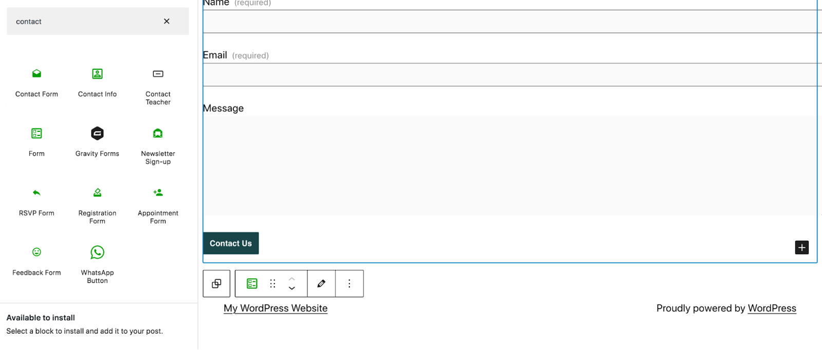 adding a form block
