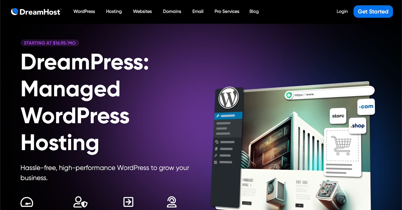 DreamPress hosting plans page