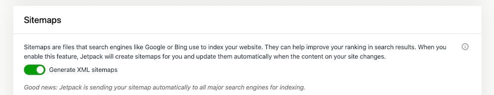 Jetpack Sitemaps feature