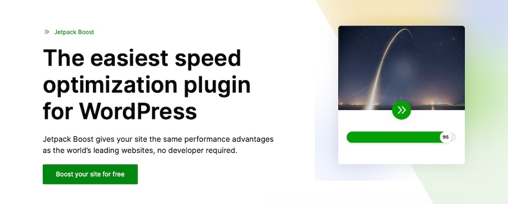 Jetpack Boost page with the text "the easiest speed optimization for WordPress"