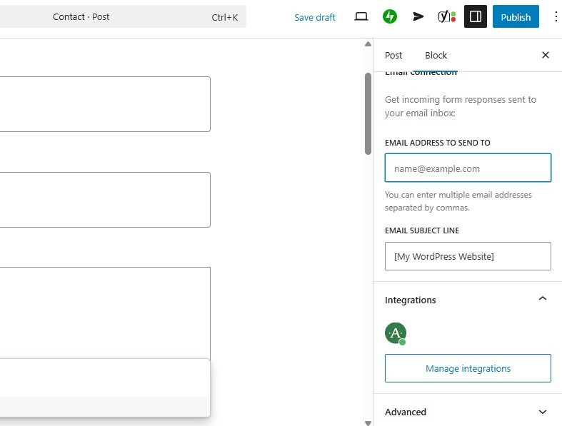 managing integrations with Jetpack Forms