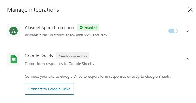 button that says Connect to Google Drive