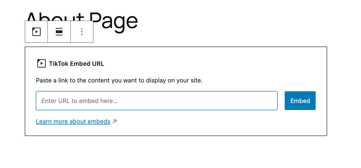 adding a TikTok embed URL in WordPress