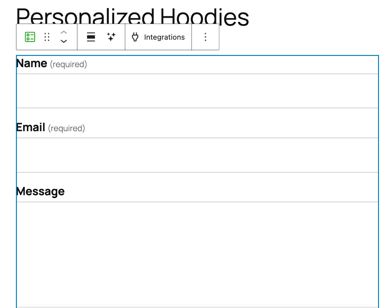 editing the form template