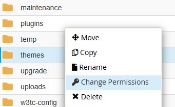 changing permissions of the folder