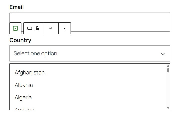 generating a country list with the AI Assistant
