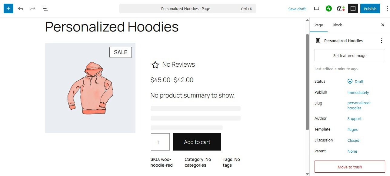 editing a product page