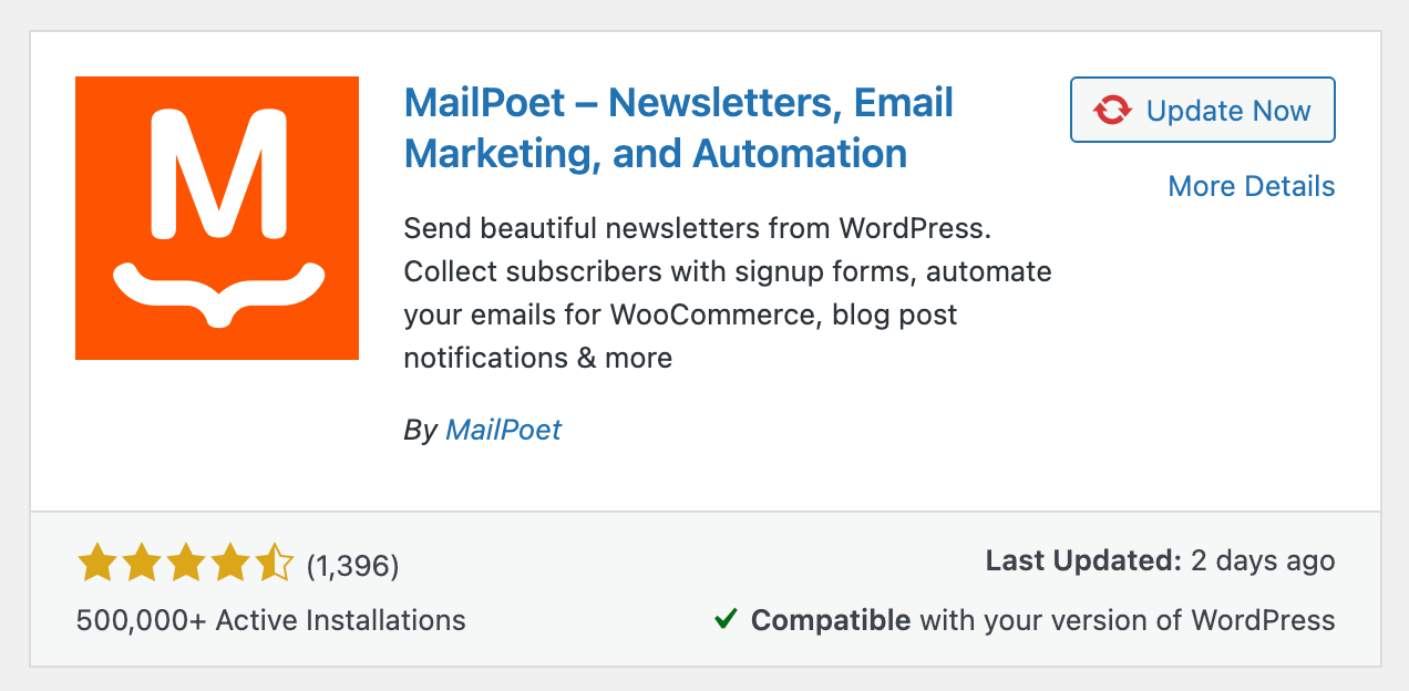 installing the MailPoet plugin