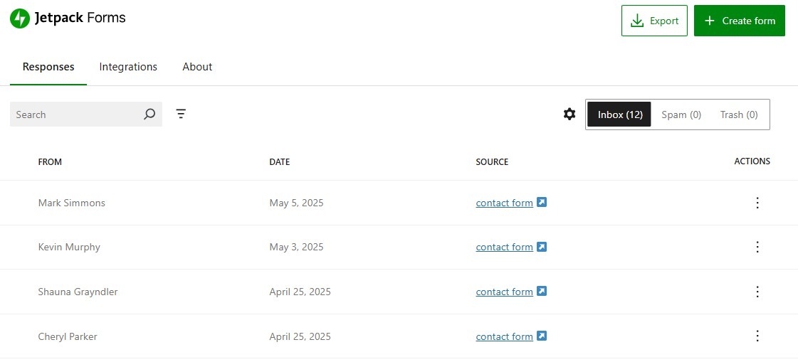 viewing submissions with Jetpack Forms