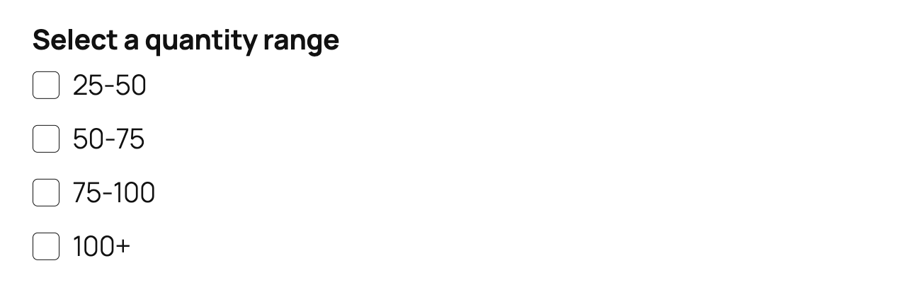 creating a quantity range