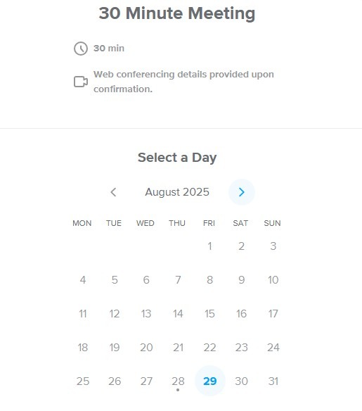 calendar with option to select a day