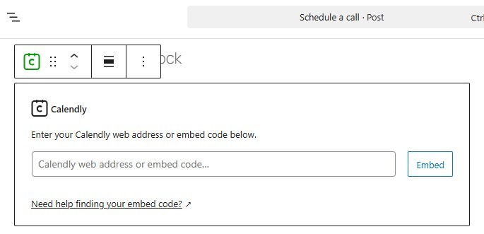 adding a Calendly block to WordPress