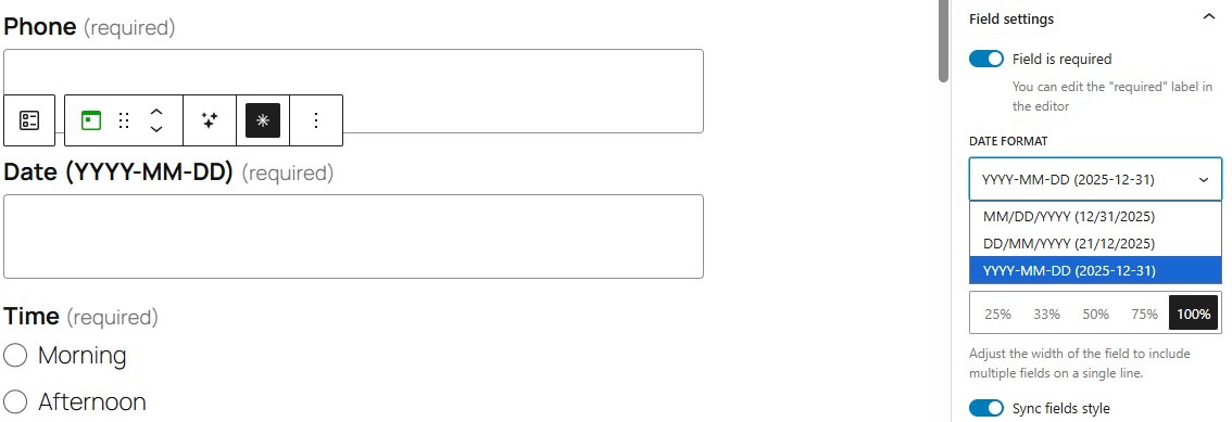 selecting a date format