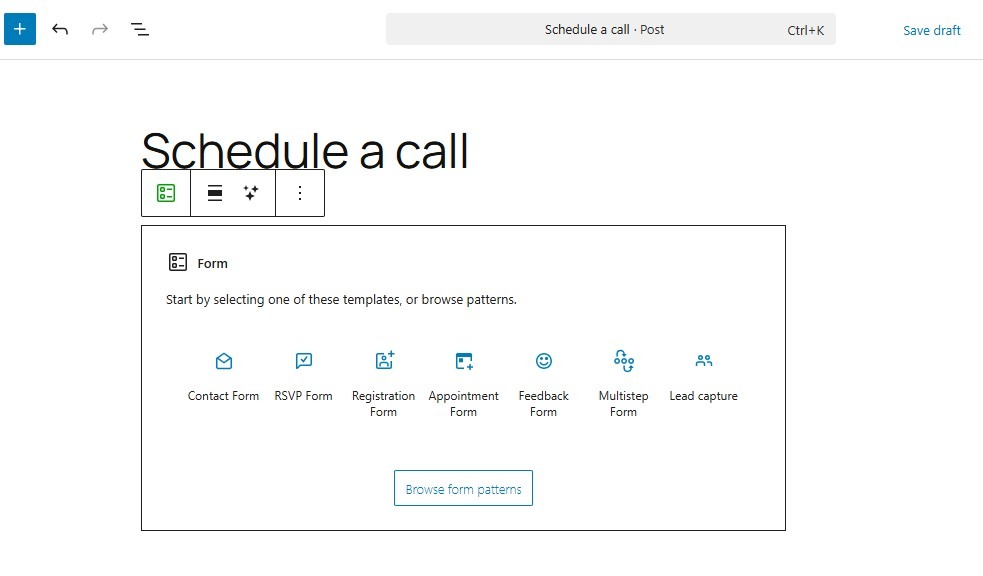 different options for types of forms
