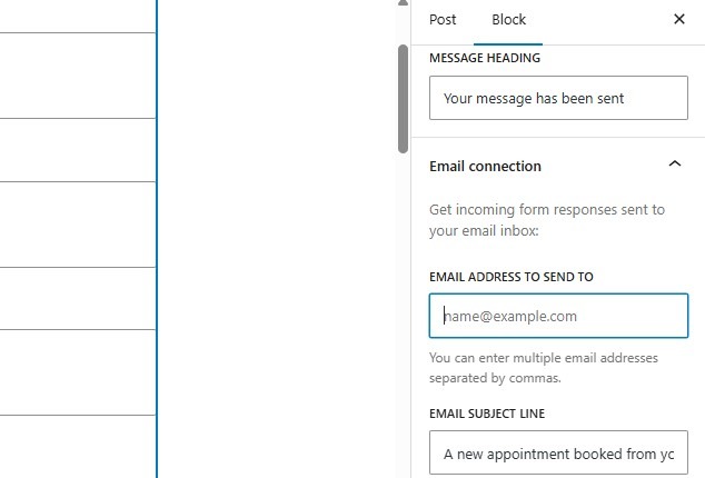 email address to send messages to
