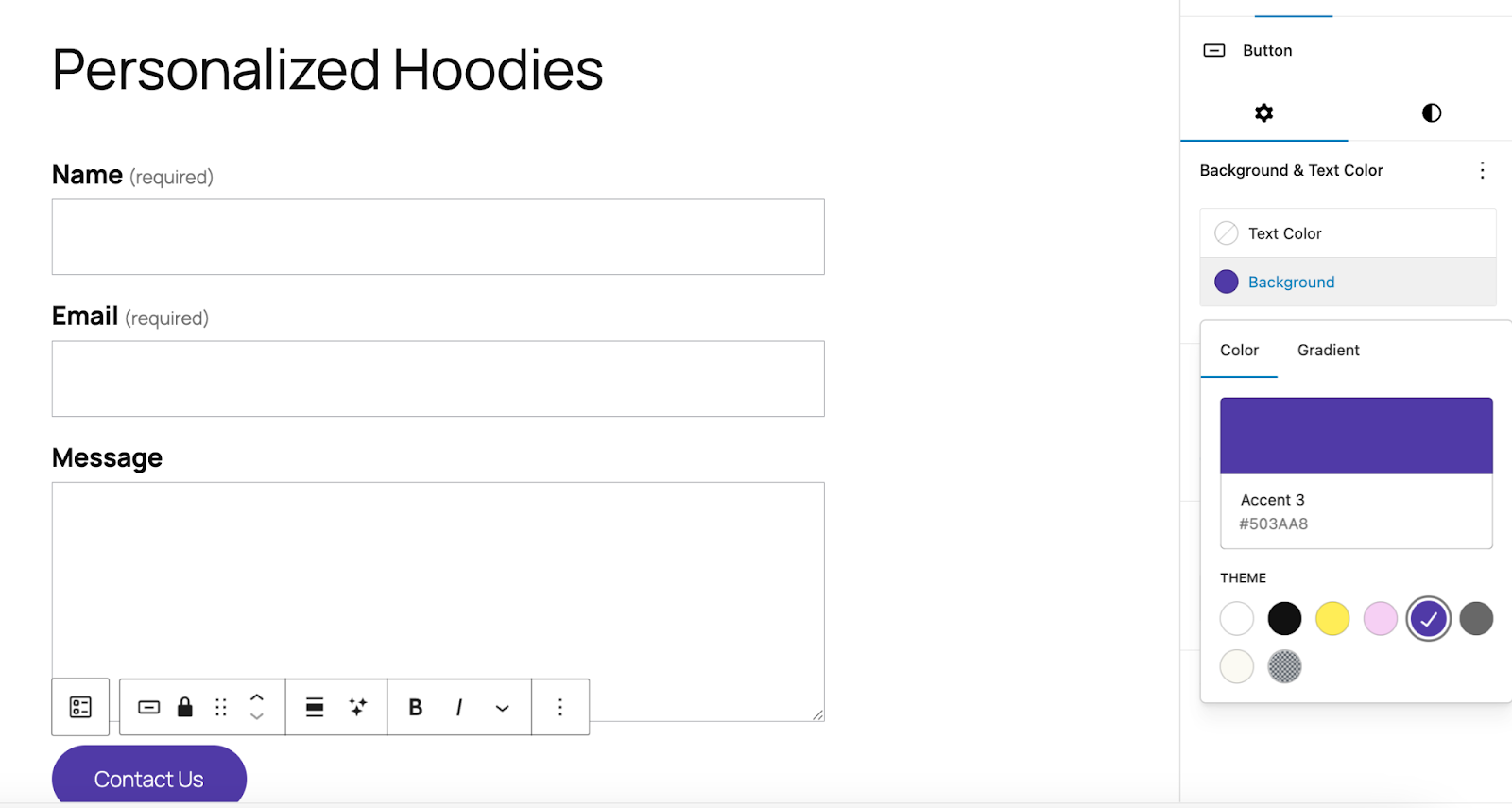 changing the background color