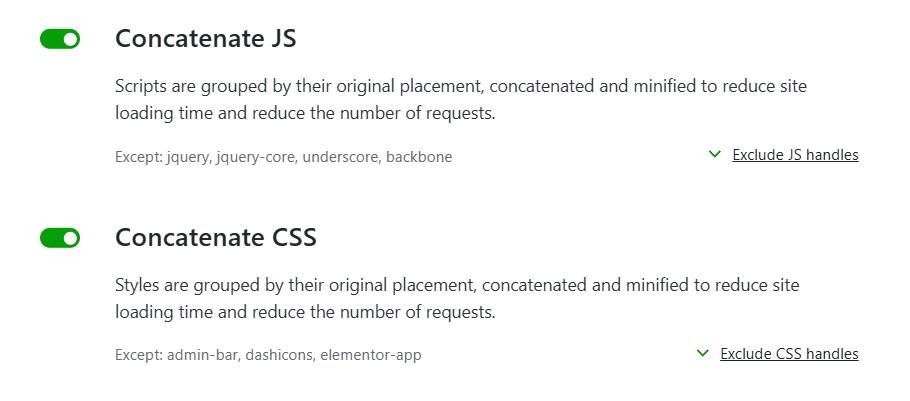 options to concatenate JS and CSS
