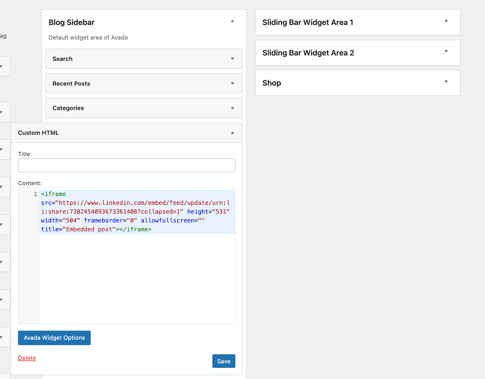 adding a LinkedIn feed via iFrame