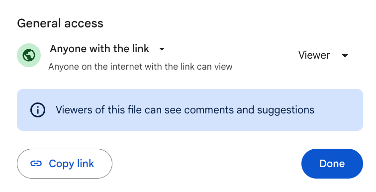 changing the access settings for Google Drive