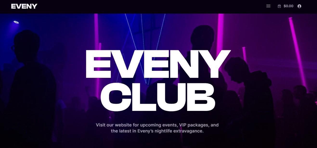 Eveny theme with the Club demo installed