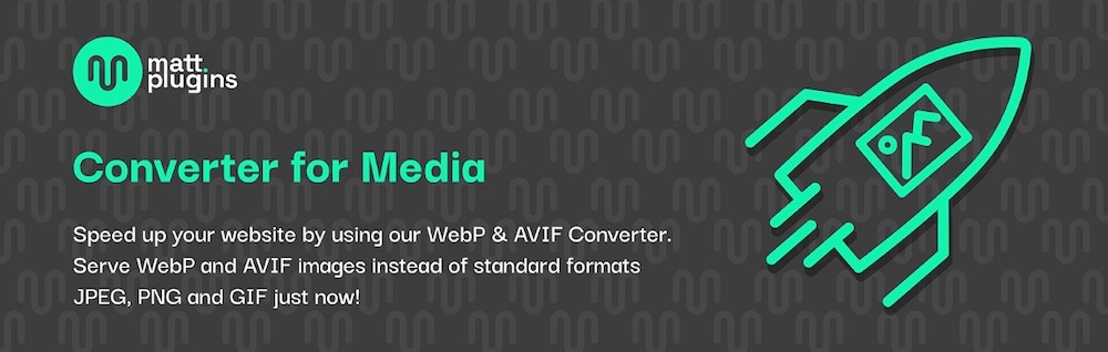 Converter for Media plugin page with the text "speed up your website..."