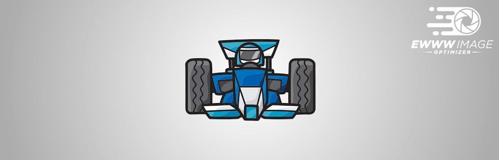 EWWW Image Optimizer plugin page with a race car icon