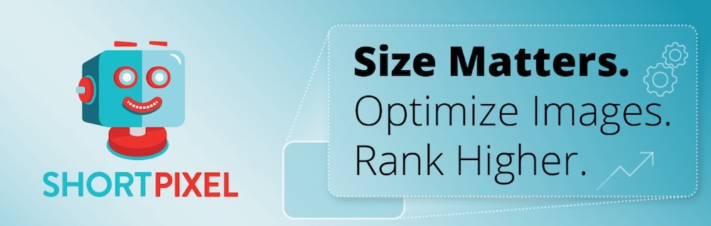 ShortPixel plugin page with the text "optimize images. rank higher."