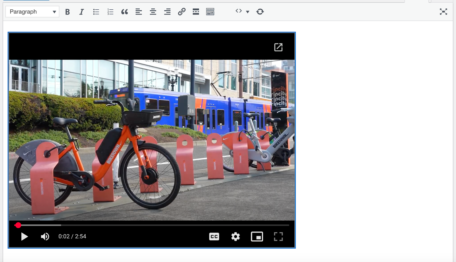 embedding a video with the Classic Editor