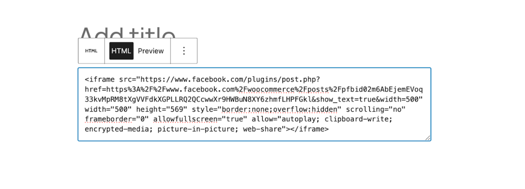 iframe pasted into an HTML block