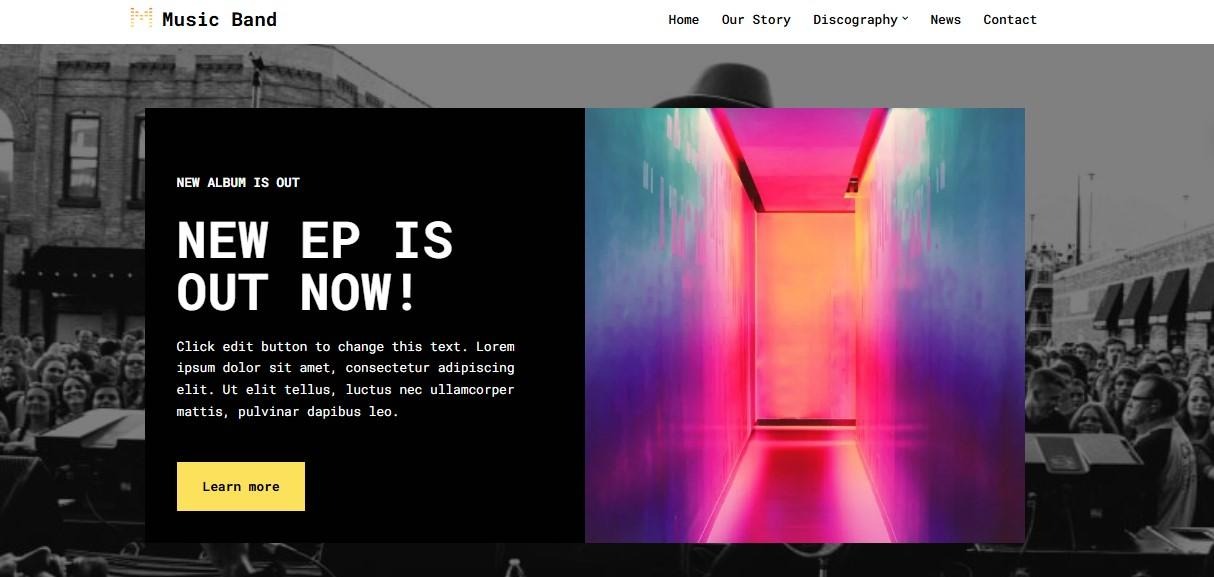 Neve theme showing the music demo 