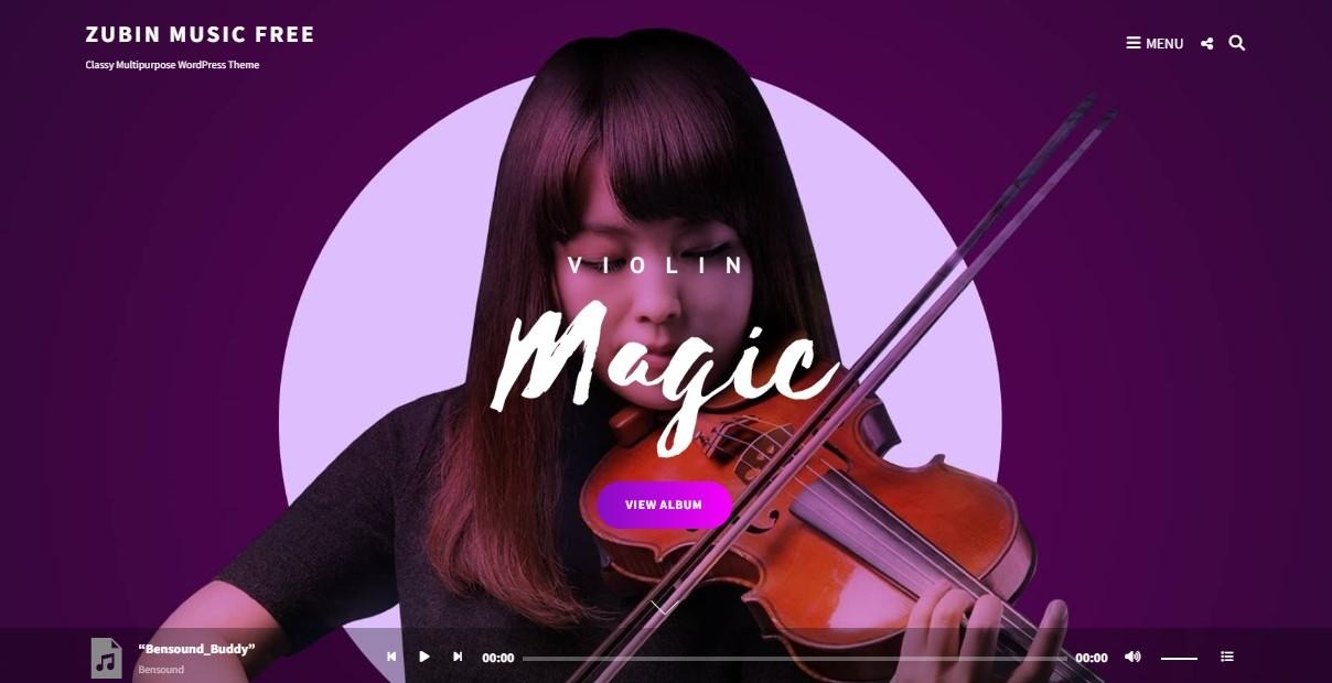 Zubin music theme with a demo showcasing a violinist video