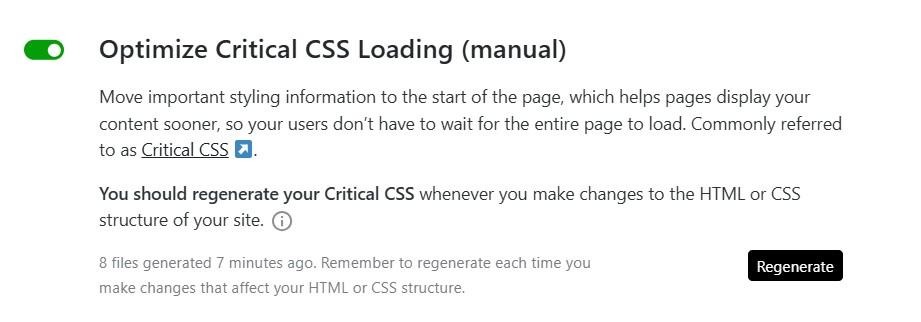 option to optimize critical CSS loading