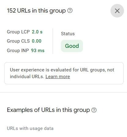 URLS broken down by group