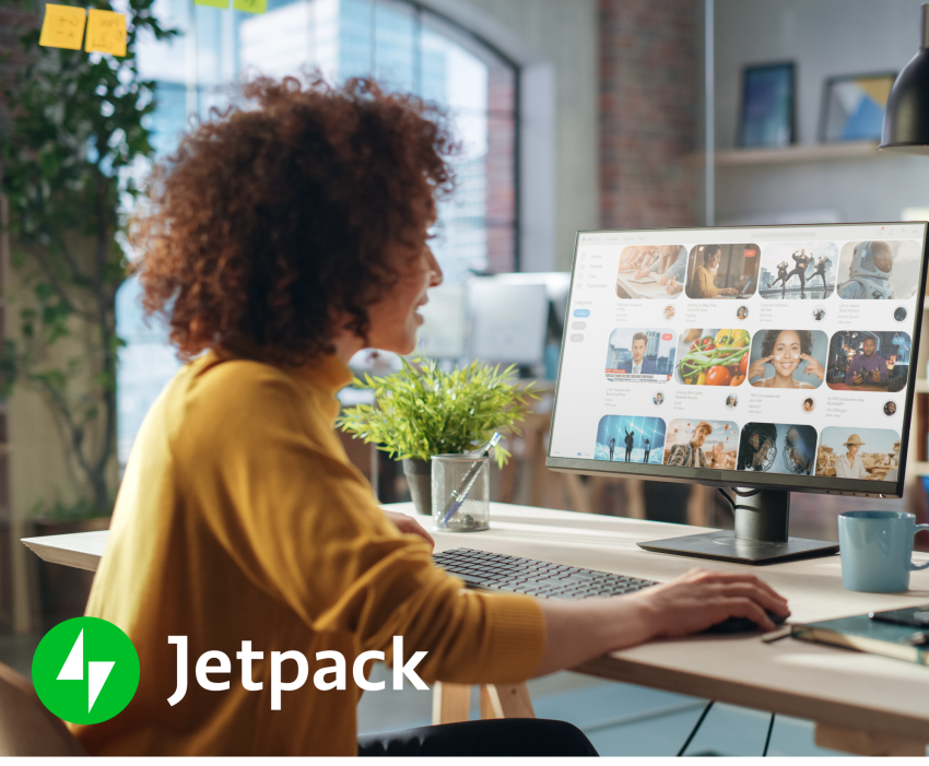 woman looking at images on a desktop