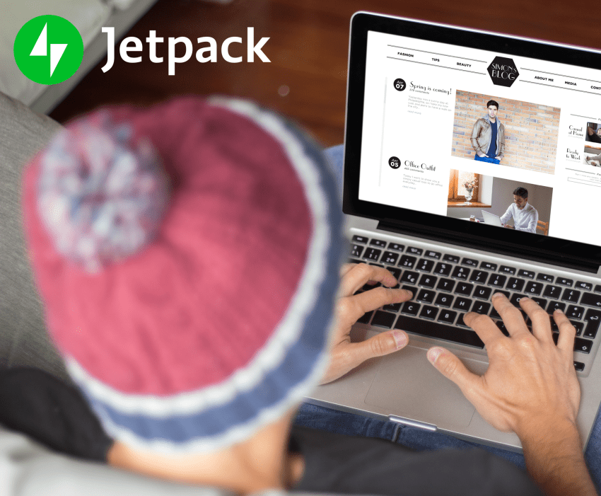 woman wearing a hat and working on a blog