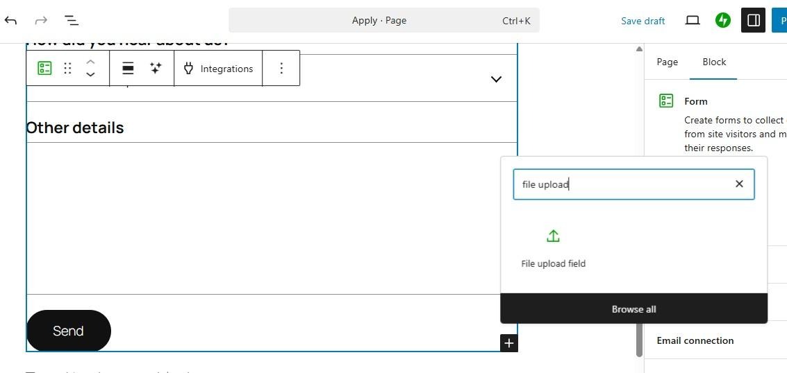 adding a file upload field