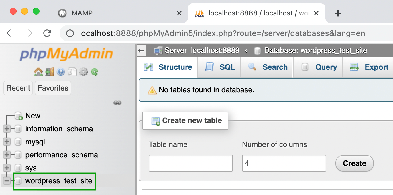 creating a new database
