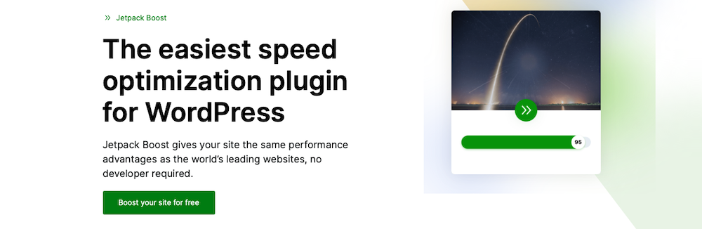 Jetpack Boost page with the text "the easiest speed optimization plugin for WordPress"
