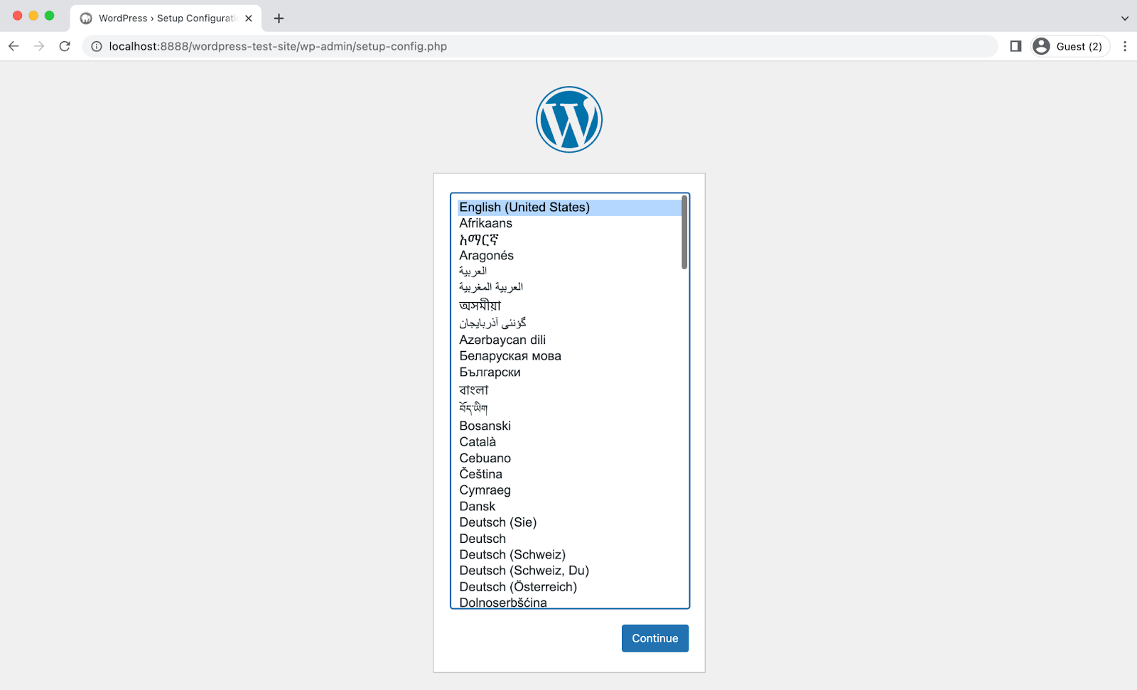 selecting a language
