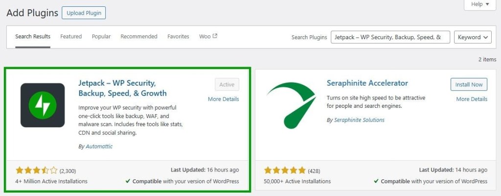 Jetpack plugin listing in the WordPress repository