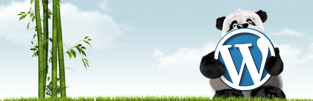 TinyPng plugin graphic with a panda holding the WordPress logo