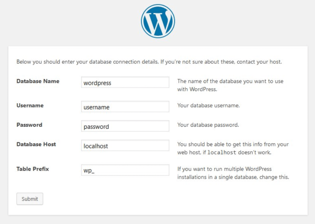 creating a new WordPress database