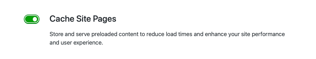 toggle to cache site pages