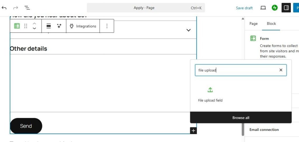 adding a file upload field