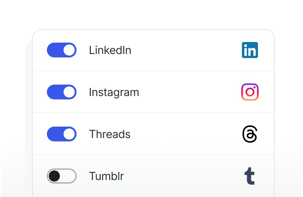 Social account toggles in the Jetpack Social dashboard