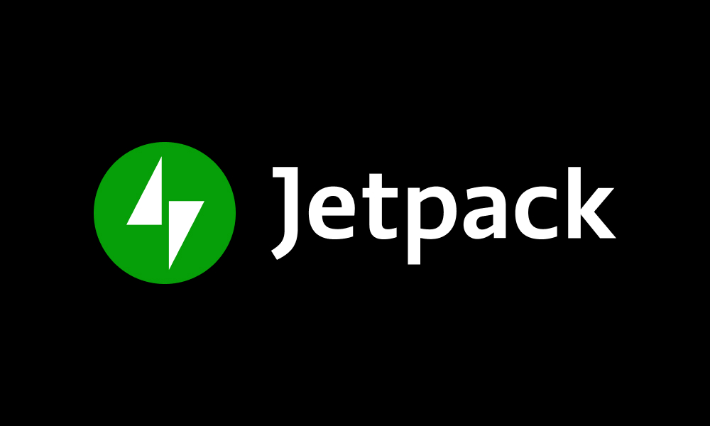 白いJetpackのロゴロックアップ