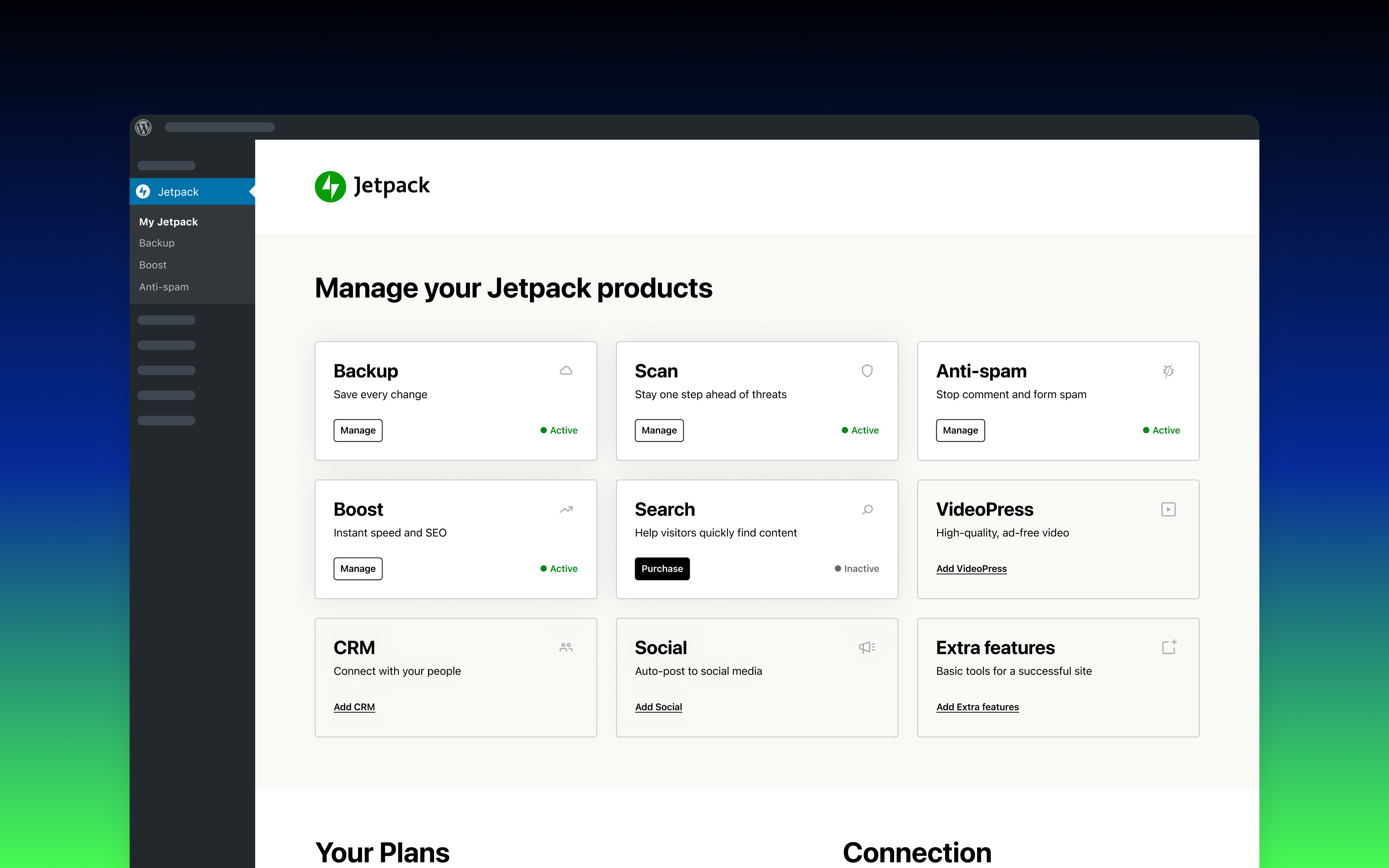My Jetpackダッシュボード