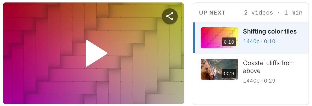 The Latest Videos Playlist block showing a video player and an Up next list of the site's newest videos.